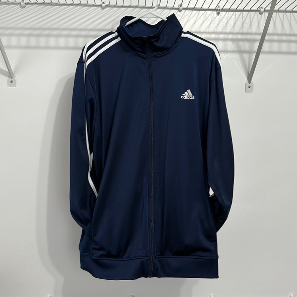 Adidas Navy Blue Track Jacket Sz L Large